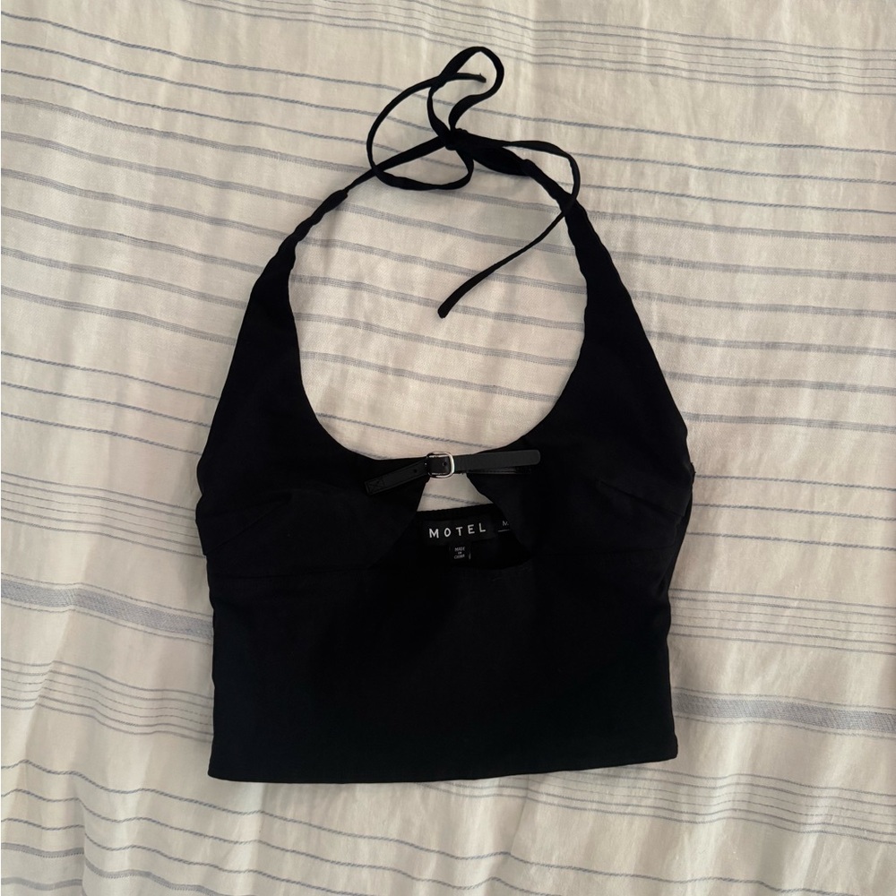 Motel Rocks Black Halter Top Size M